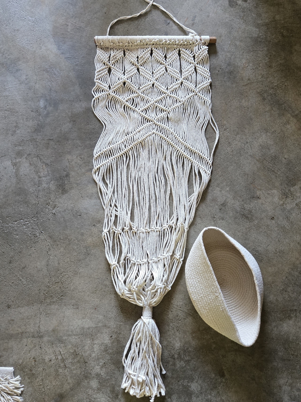 Finn + Emma Cream Macrame Toy  Hanging Basket
